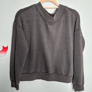 Aerie Mock Neck Sweatshirt Sweater Mineral Wash Charcoal Gray Size Medium
